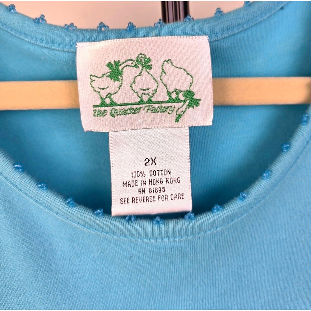 Vintage QUACKER FACTORY Sky Blue Sequin Beaded Flamingo T-Shirt Maxi Dress 2X - Picture 2 of 12